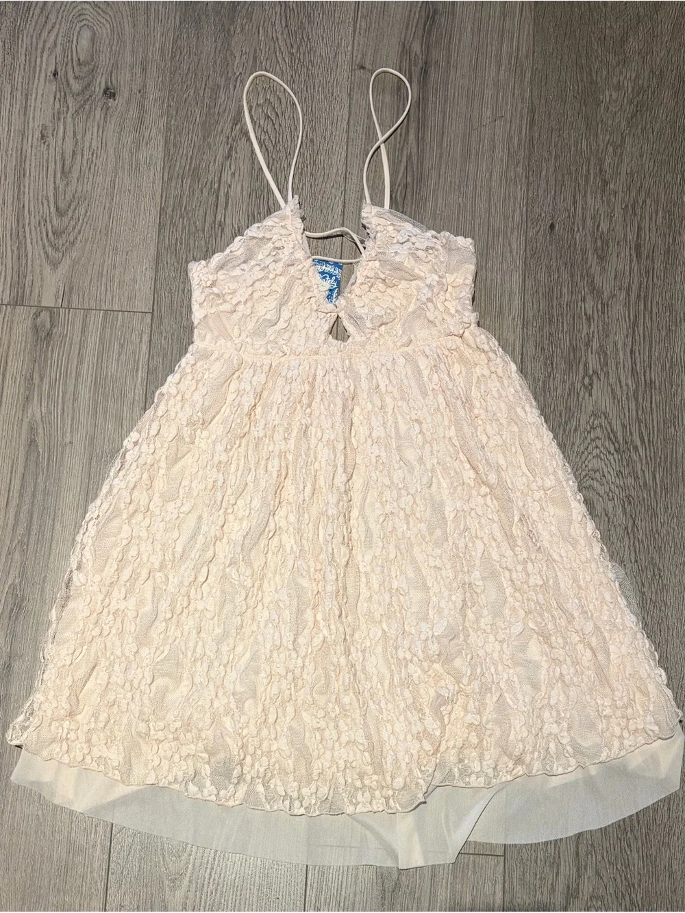 NWT free people fairy light pink Lace Spaghetti Strap Mini Dress